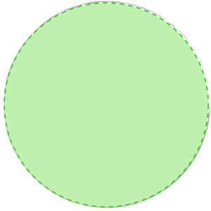 A circular paperweight in a light green colour with a silver edge. It features a logo on the surface.