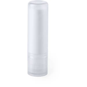 A clear lip balm container with a twist base, featuring a smooth surface and a cylindrical shape.