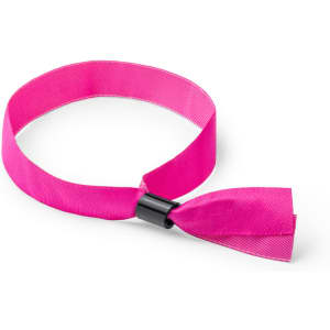 A pink Plasker Bracelet with a sleek design and a secure fastening mechanism, suitable for events and exhibitions.