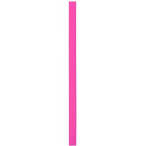 A vibrant pink wristband with a smooth surface, featuring a simple design and a branding logo.