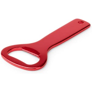 A drink bottle opener in vibrant red, featuring a sleek design with a branded element.