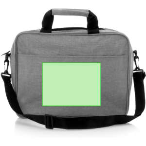 A grey Zestar Document Bag with a detachable shoulder strap and a large blank area for branding.