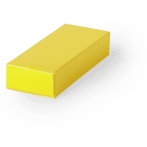 A yellow gift box featuring a smooth finish, rectangular shape, and no branding visible.