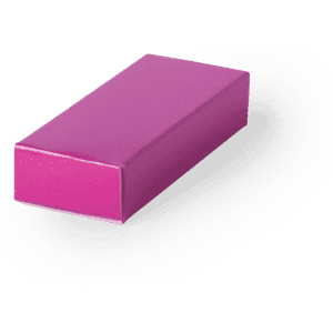 A pink gift box with a glossy finish, designed to hold items such as flash drives.