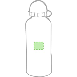 A drink bottle featuring a sleek design with a lid and a visible branding area in the centre.