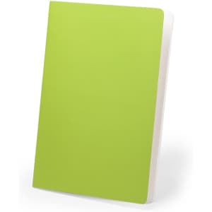 A green Dienel Notebook with a smooth cover, featuring a subtle logo on the front. Ideal for office use.