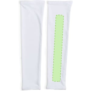 White arm sleeves with a green highlighted area, featuring a logo or branding.