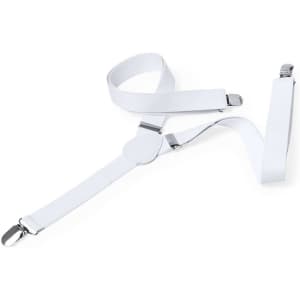 White Corkey braces with metal clips, featuring a central adjustment section. They have a simple, minimalist design.