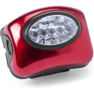 A red torch featuring multiple LED lights, designed for keyrings and tools, with a sleek, rounded shape.