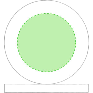 A circular plaque with a green centre and a white border, mounted on a flat base.