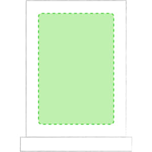A green plaque with a decorative border, featuring a blank insert area for customisation. It has a base for display.