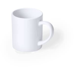 A white sublimation mug with a smooth finish and a handle, designed for custom printing.