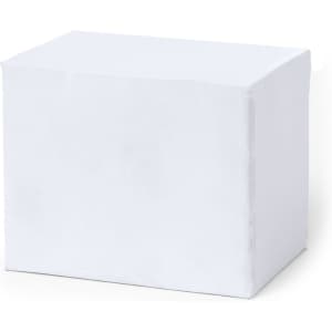 A plain white box with a rectangular shape, featuring smooth sides and a simple design.
