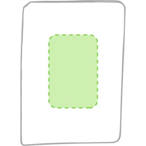 A green Brigit Card Holder with a dashed outline, designed for business cards, featuring a simple, minimalist style.