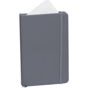 A grey Kinelin Notepad featuring an elastic band and a blank inner page. It has branding on the cover.