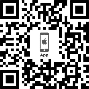 A QR code with a smartphone icon in the centre, designed for digital use, displaying a black and white contrast.