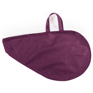 A purple bidul ham cover with a handle, designed for protecting food items.