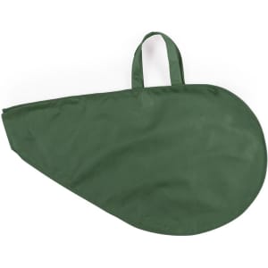 A green cover with a handle, shaped for covering a bidul. It features a simple, solid design and has branding.