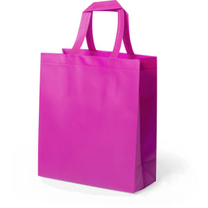 A bright pink Kustal bag with dual handles and a simple rectangular shape, featuring branding.
