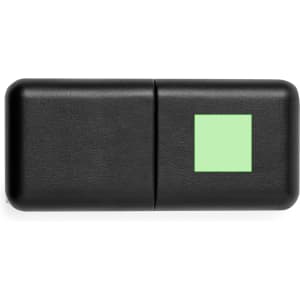 A black metal pen set with a rectangular green accent, featuring a minimalist design.