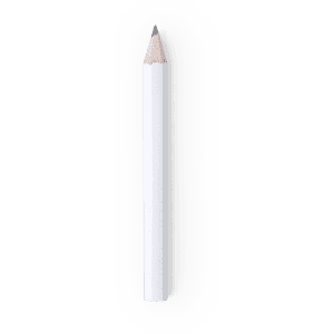 A white grey-lead pencil with a pointed tip and a simple design. It features a logo on the side.