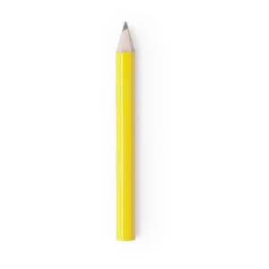 A yellow grey-lead pencil with a sharpened tip, displayed against a plain white background.