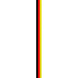A vertical polyester hatband featuring red, yellow, and black stripes, with a logo present on the design.