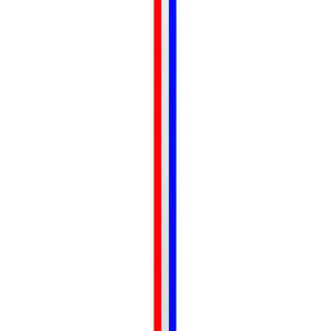 A polyester hatband featuring a red and blue stripe design, with a logo on one side.