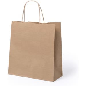 A brown paper bag with a sturdy handle, suitable for various carrying needs. It has a simple design with no visible branding.