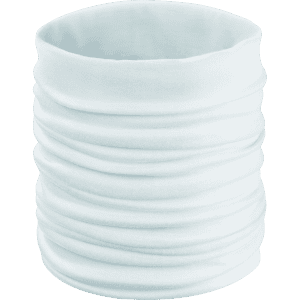 A light blue neck warmer with a gathered design, featuring a simple, seamless style.