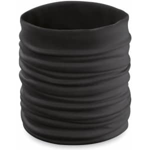 A black neck warmer with a flexible, gathered design, suitable for various clothing styles.