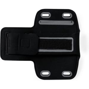A black Kelan armband with adjustable strap and multiple slots for securing. Features a sleek, minimalist design.