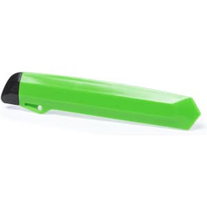 A green cutter with a black tip, designed for various cutting tasks, featuring a sleek, angled shape.