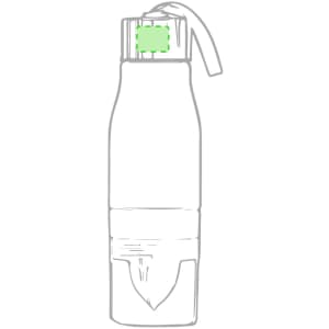 A drink bottle in a sleek design with a screw top lid, featuring a logo and a built-in straw. The bottle is transparent and green.