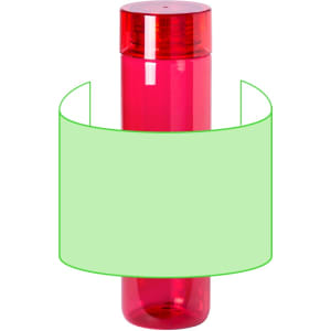 A drink bottle in vibrant red with a sleek design and a logo on it.