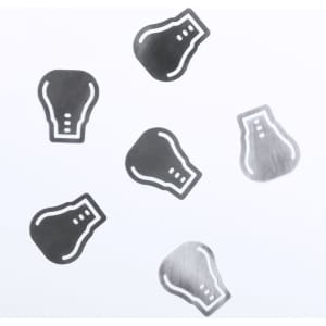 A collection of six silver clips in a bulb shape, featuring a simple design and clean lines on a white background.
