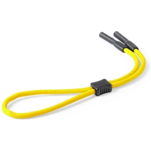 A yellow Balian glasses strap with black ends, designed for holding sunglasses securely.