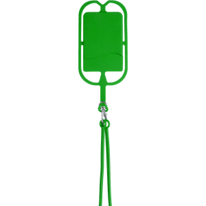 A green Veltux lanyard with a detachable card holder, featuring a sleek design and a shiny metal clip.