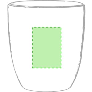 A white coffee mug featuring a rectangular green area, with a simple design and no visible logo or branding.