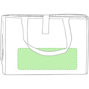 A green tote bag with two sturdy handles and a blank area for branding or personalisation.