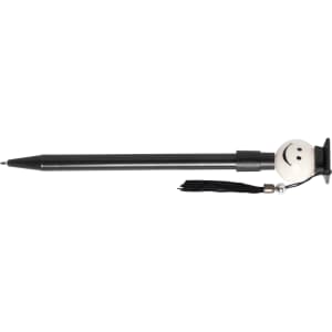 A black pen with a smiling face topper and a tassel attached, featuring a whimsical design.