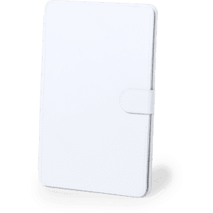 A white protective case for a keyboard, featuring a fold-over flap and a smooth texture.