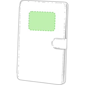 A grey keyboard holder with a transparent window and a flap closure. It features a logo on the surface.