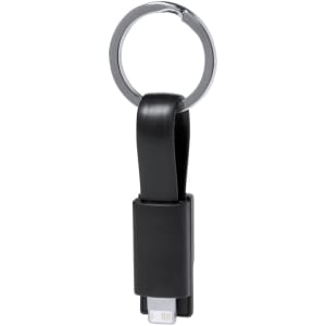 A black Holnier Charging Cable with a keyring attachment for convenience and portability.