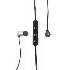 A pair of black Voltar earphones with a grey earpiece and control buttons on the cord.