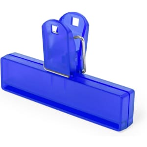 A blue Flint Clip with a carabiner design, ideal for securing items together. It features a logo.
