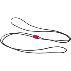 A black exercise band with a red connector in the centre, designed for fitness activities.