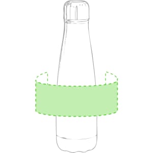A drink bottle with a sleek design and a green accent on the centre. It features a logo.