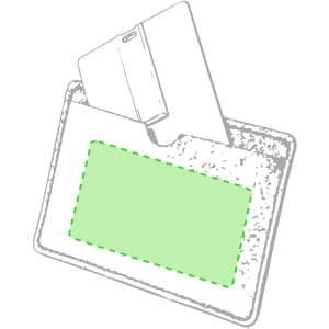 A green 16GB USB flash drive is positioned on a grey, textured background, inside a protective case with branding.