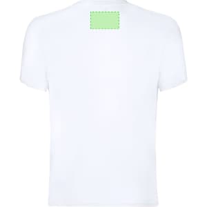 A white adult T-shirt featuring a blank area at the back, suitable for custom designs.
